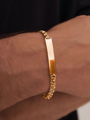 Браслет мужской золотой 585 для гравировки плетения Бисмарк 