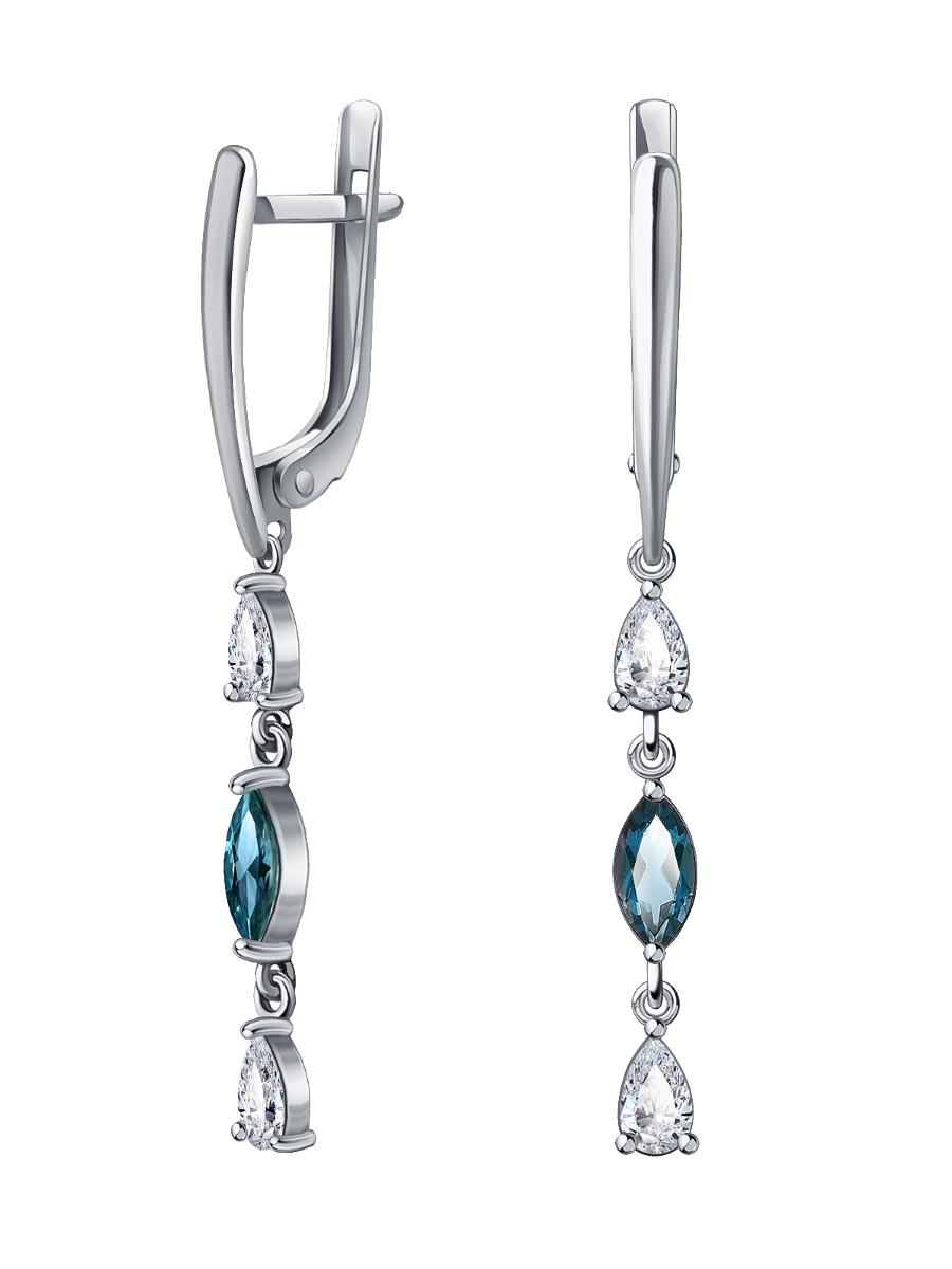 Серьги длинные серебряные 925 с кварцем и фианитами | 2101636-04295