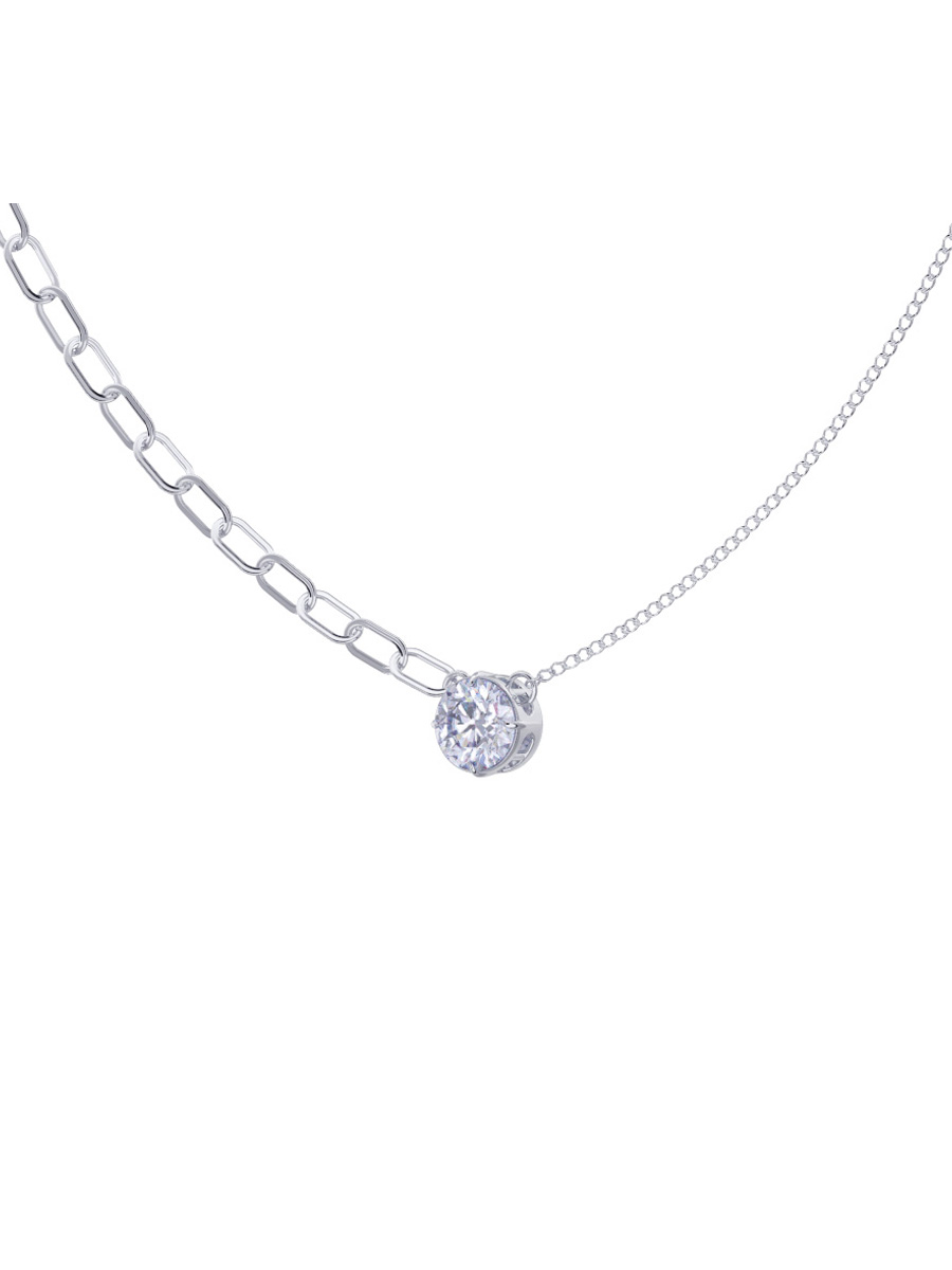 Колье асимметрия серебряное 925 с фианитом | 0320533-00775