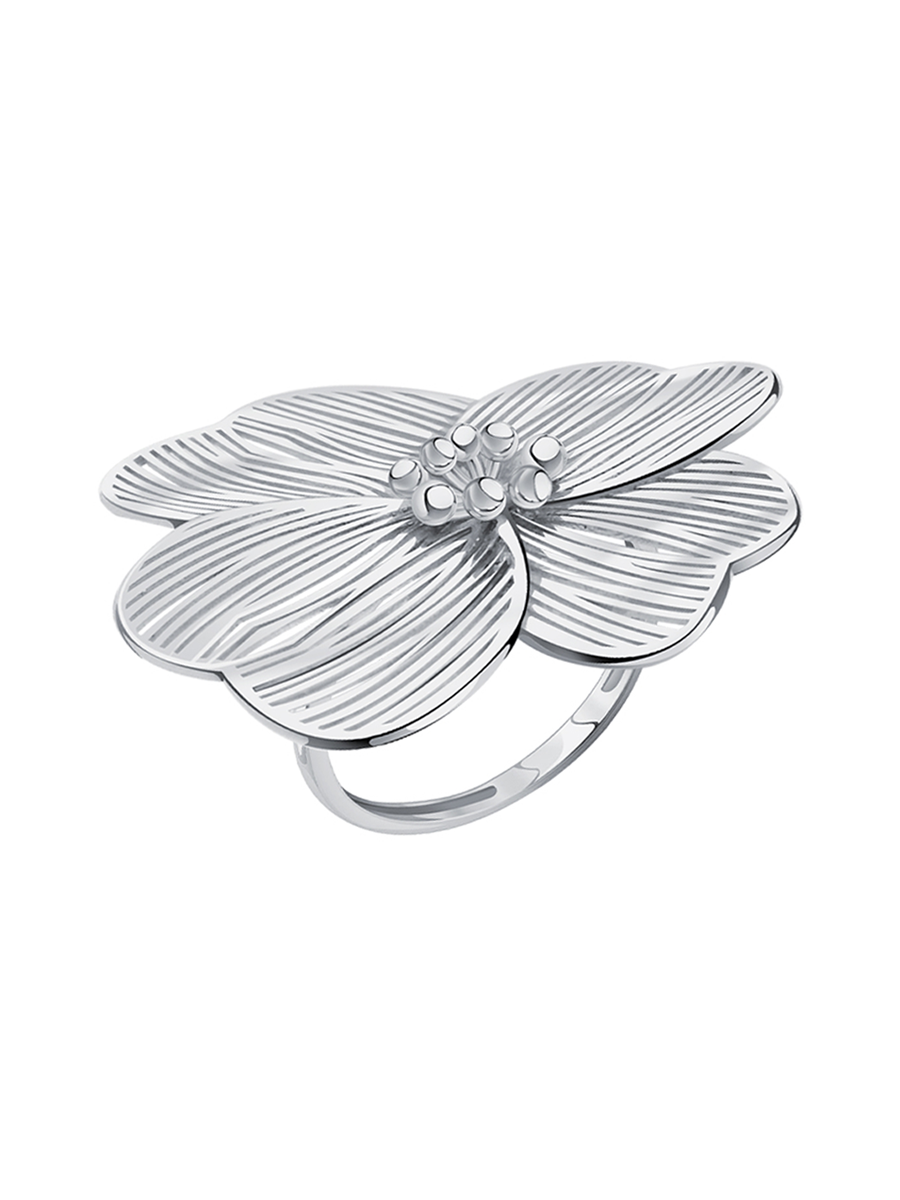 Кольцо цветок серебряное 925  | 1101802Л00245