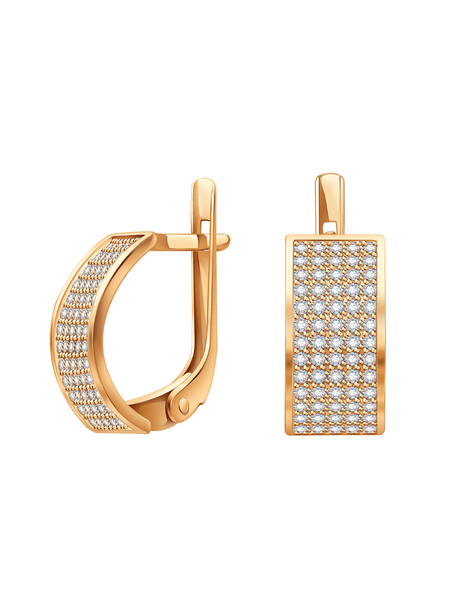 Серьги золотые 585 с фианитами | 2100576-00770
