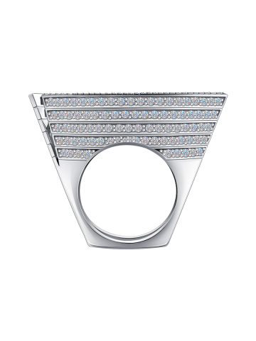 Кольцо из белого золота 585 с аквамарином аква сапфирами и бриллиантами 