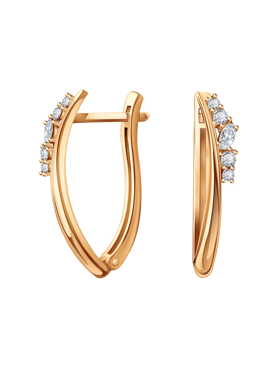 Серьги из золота 585 с фианитами | 2101603-00770