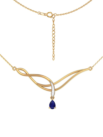 Колье золотое 585 с сапфиром и бриллиантами 