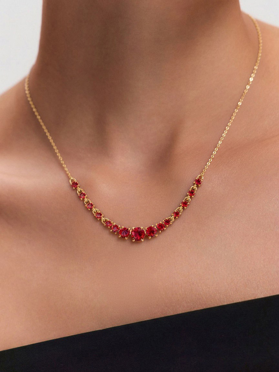 Колье золотое 585 с гранатами  | 3121087-00290