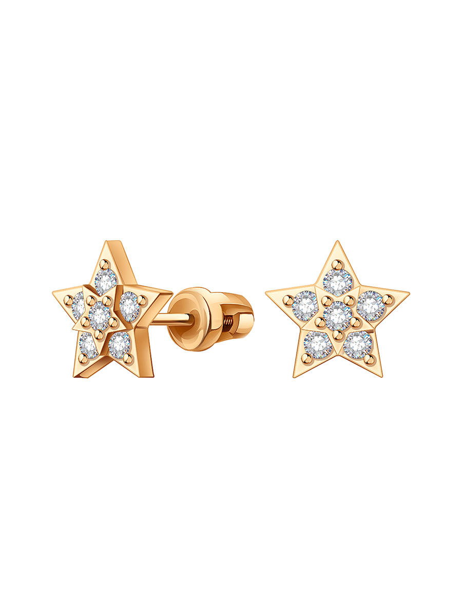 Серьги гвоздики звезды из золота 585 | 6101020-00770
