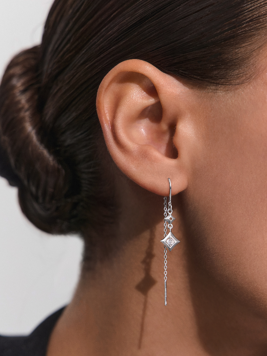 Серьги протяжки серебряные 925 с фианитами | 0222364-00775