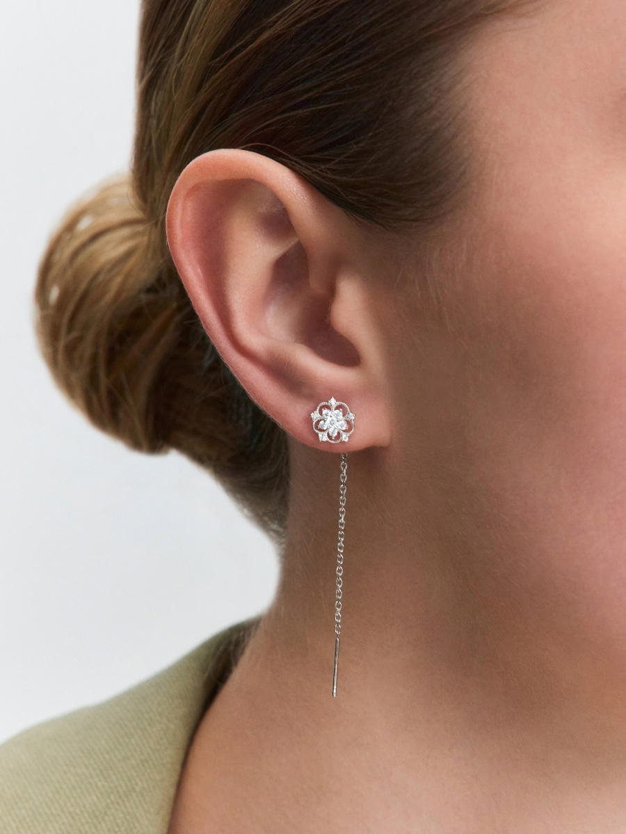 Серьги протяжки из серебра 925 с фианитами | 0221274-00775