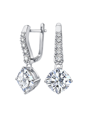 Серьги подвески из белого золота 585 с бриллиантами 10,3 карата 