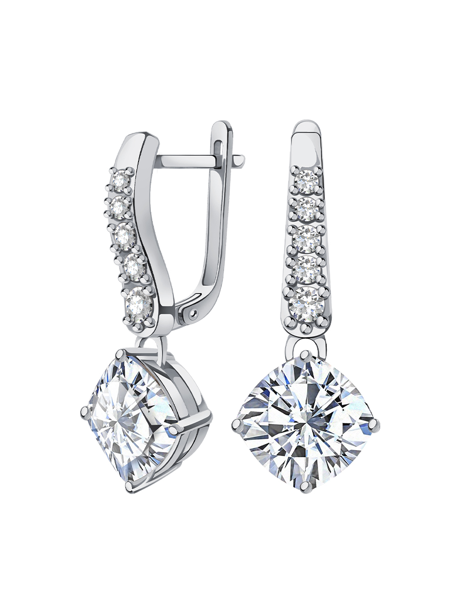 Серьги подвески из белого золота 585 с бриллиантами 10,3 карата  | 2101800М06442