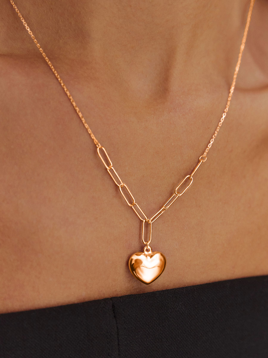 Колье золотое 585 подвеска сердце без камней | 0310527-00240