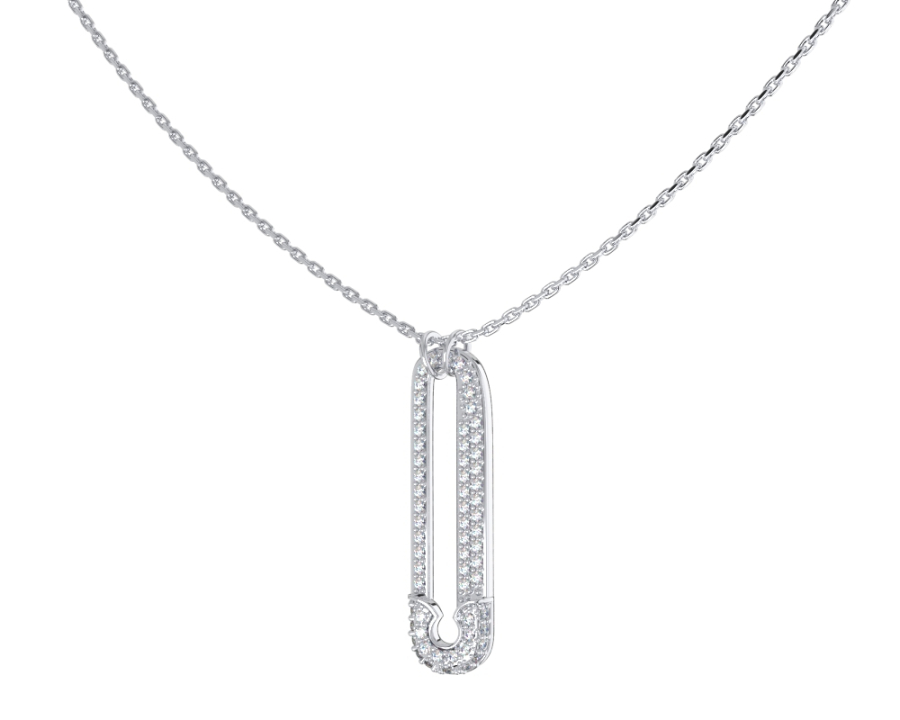 Колье булавка из серебра 925 с фианитами | 0320438-00775