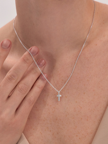 Колье серебряное 925 крестик с фианитами