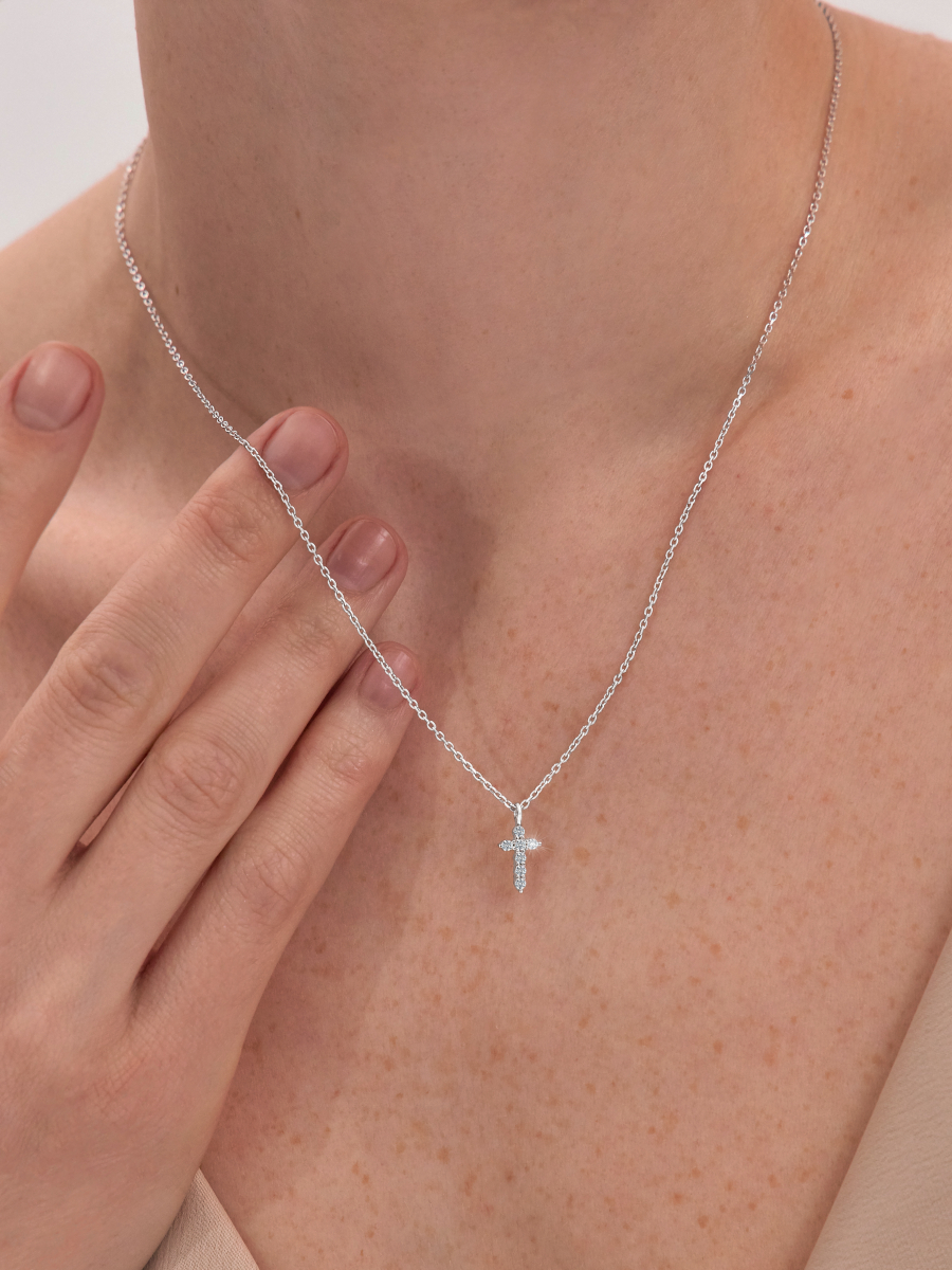 Колье крестик серебряное 925 с фианитами | 0320580-00775