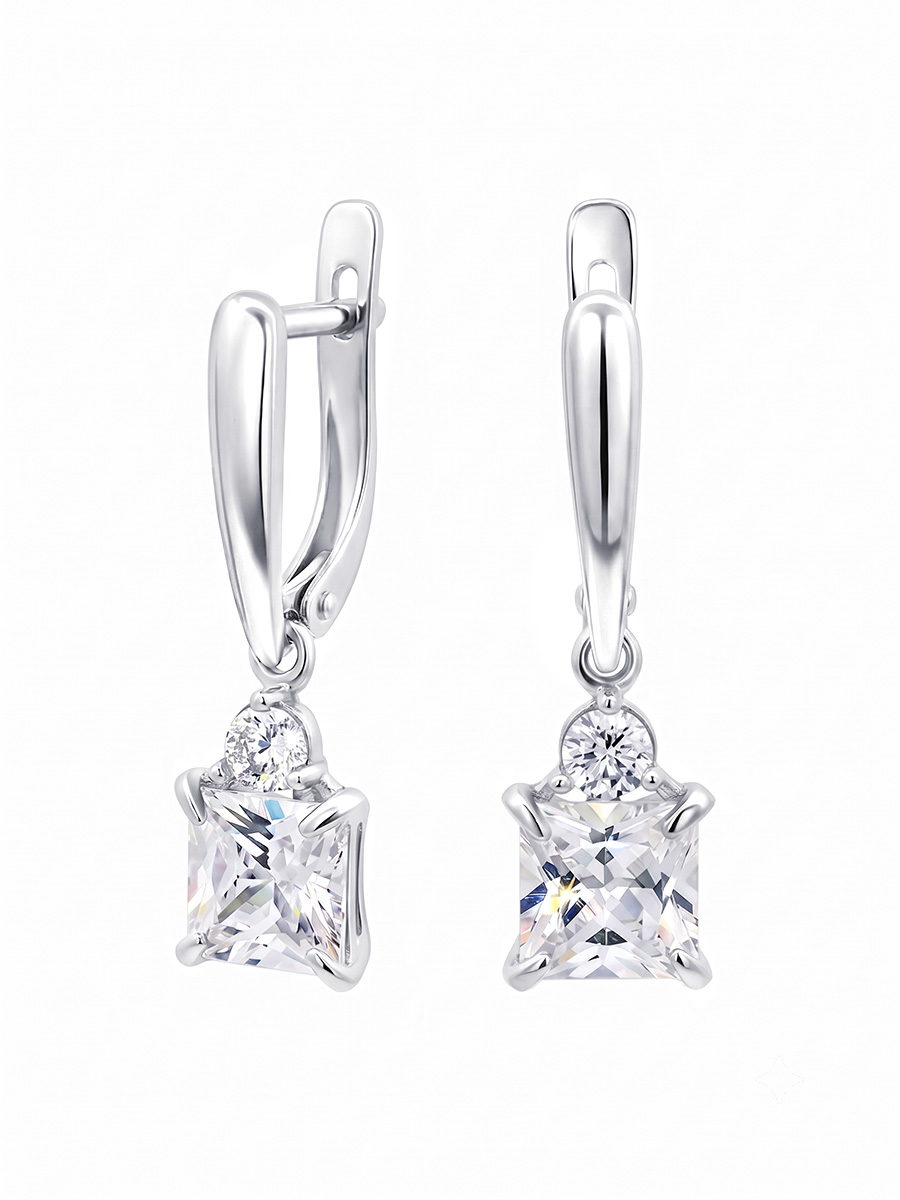 Серьги подвески серебряные 925 с фианитом | 2101656-00775