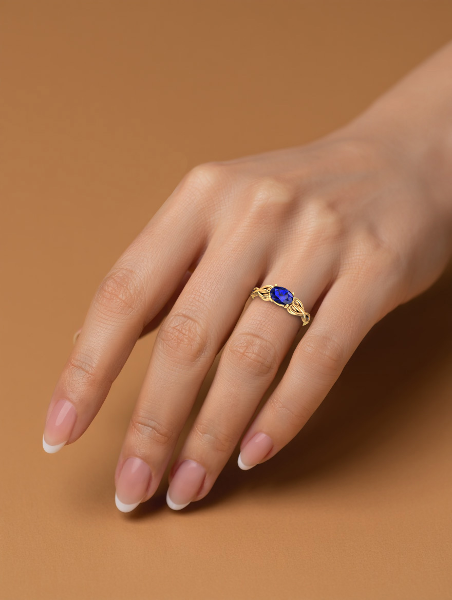 Кольцо золотое 585 с сапфиром | 1100846-00010