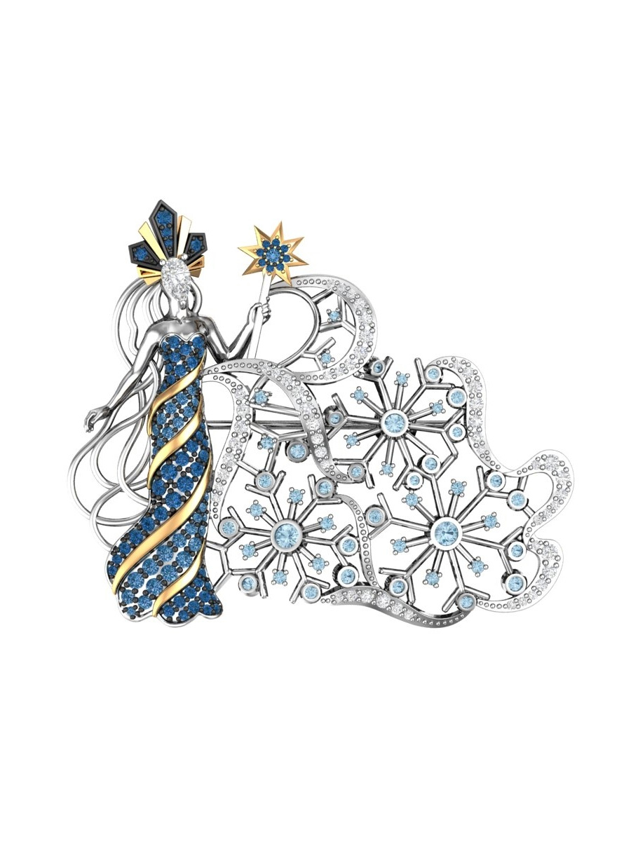 Брошь снежная королева серебряная 925 | 2700060-00355
