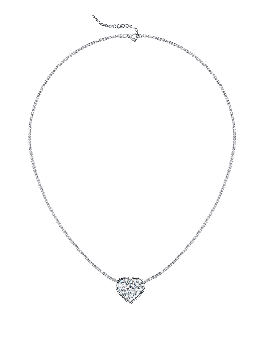 Колье сердце из серебра 925 с фианитами | 0320504-00775