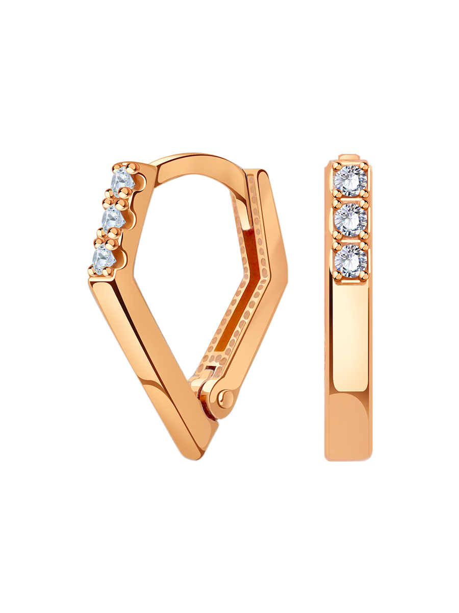 Серьги золотые 585 с фианитами  | 0202213-00770