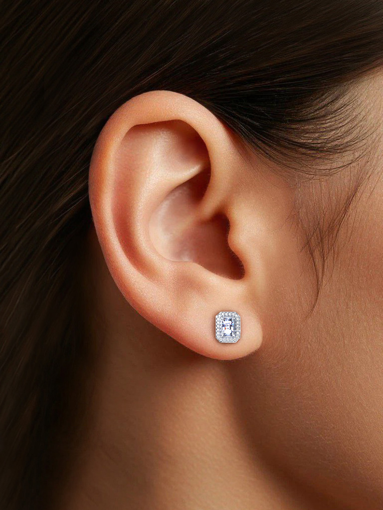 Серьги пусеты серебряные 925 с фианитами | 6002196-00775