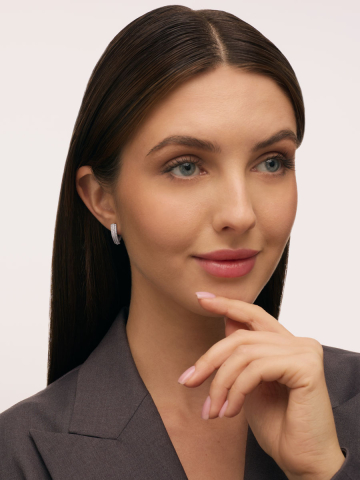 Серьги дорожки из белого золота 585 с бриллиантами 