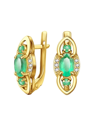 Серьги золотые 585 с изумрудами и бриллиантами