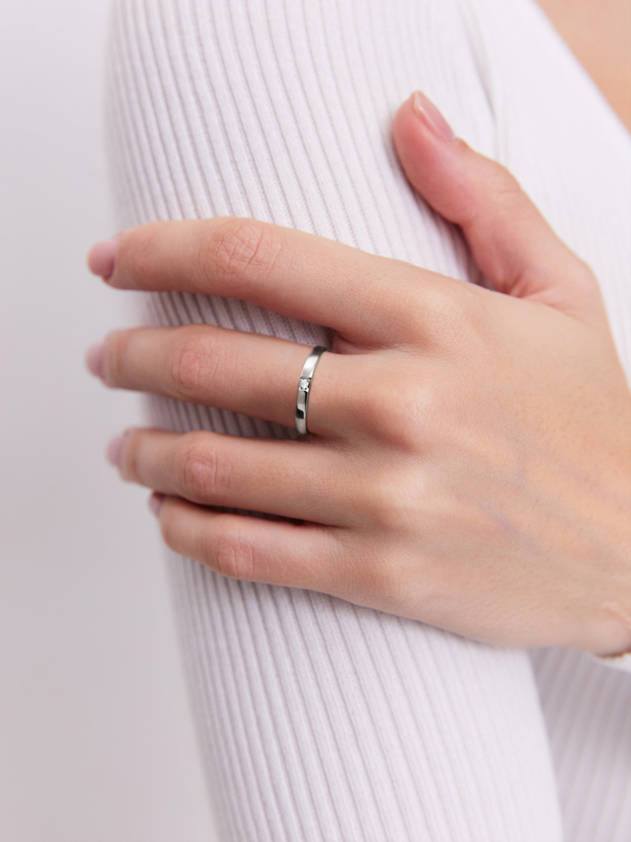 Кольцо из белого золота 585 с фианитом 2 мм  | 0101635-00772