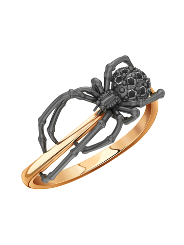 Кольцо паук золотое 585 с фианитами