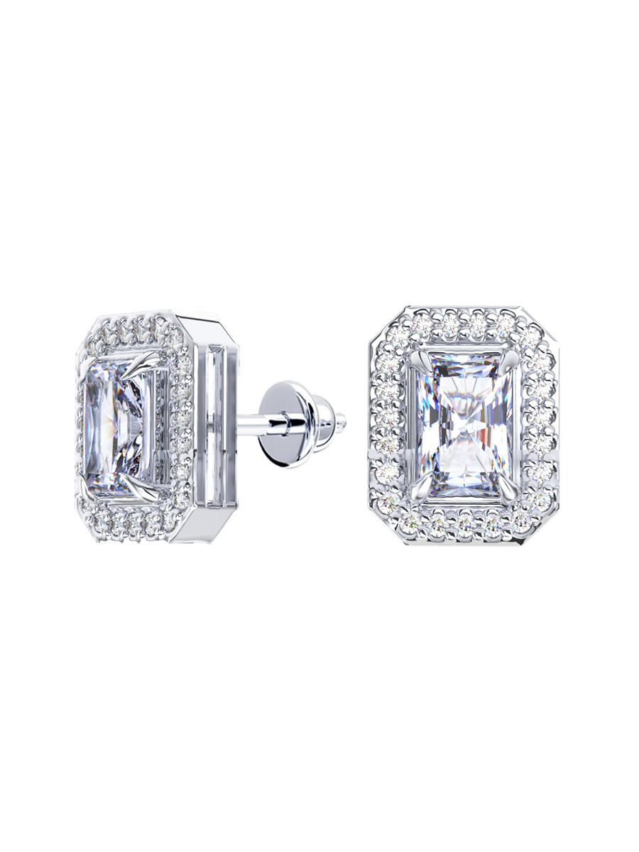 Серьги гвоздики из серебра 925 с камнями фианитами | 6002226-00775