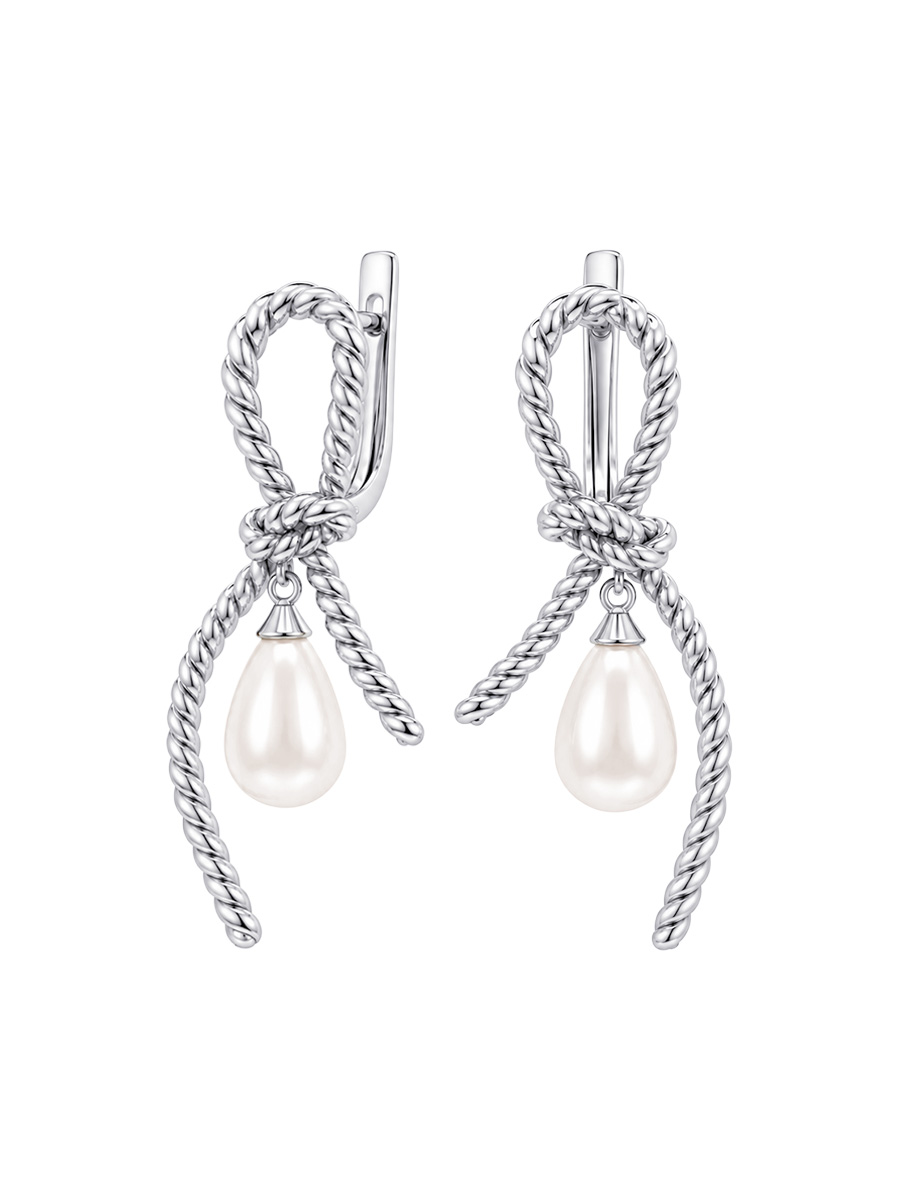 Серьги серебряные 925 с синтетическим жемчугом | 0202511-03675