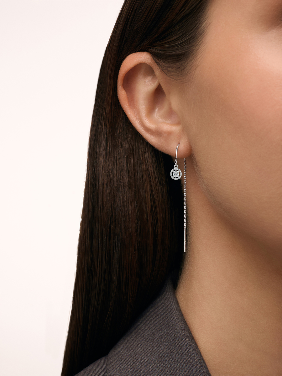 Серьги протяжки серебряные 925 с фианитами  | 0222361-00775