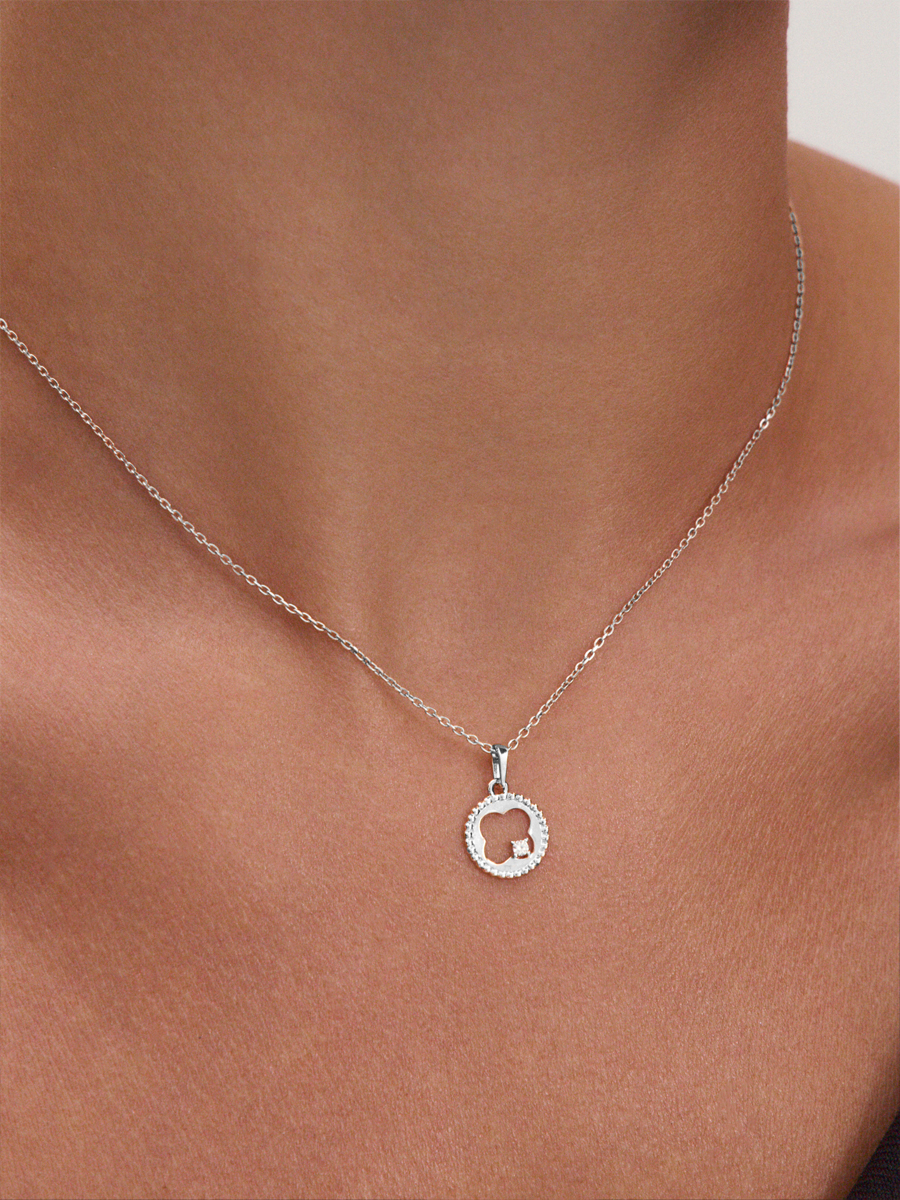 Подвеска клевер из серебра 925 с фианитом | 0400832-00775