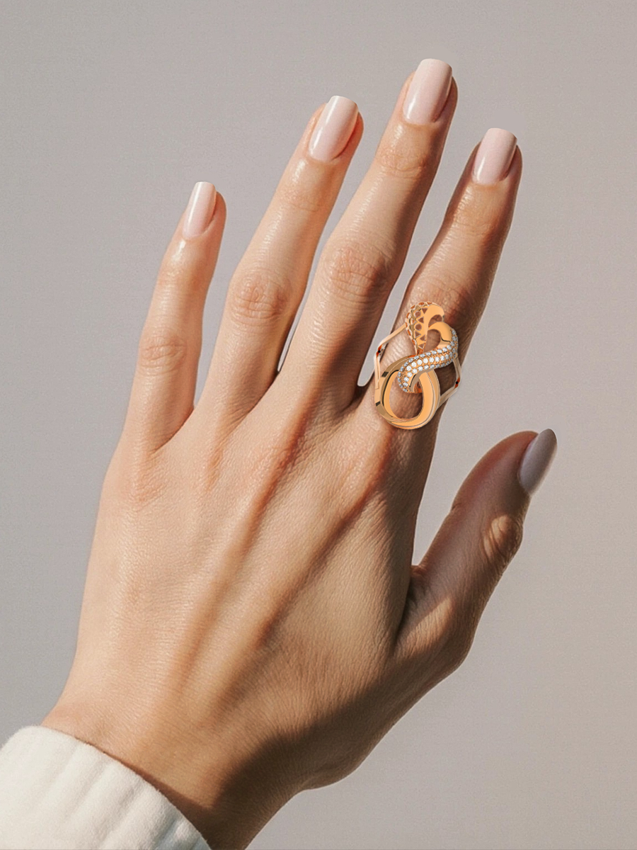 Золотое кольцо с фианитами | 1100510-00770