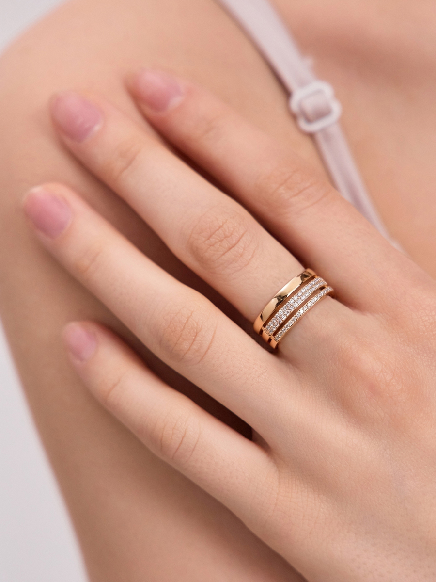 Кольцо дорожка золотое 585 с бриллиантами | 0101788-02730