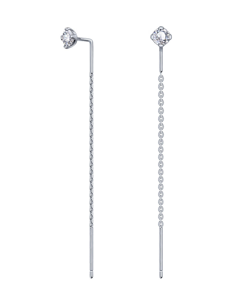 Серьги протяжки серебряные 925 с фианитами  | 0221915-00775