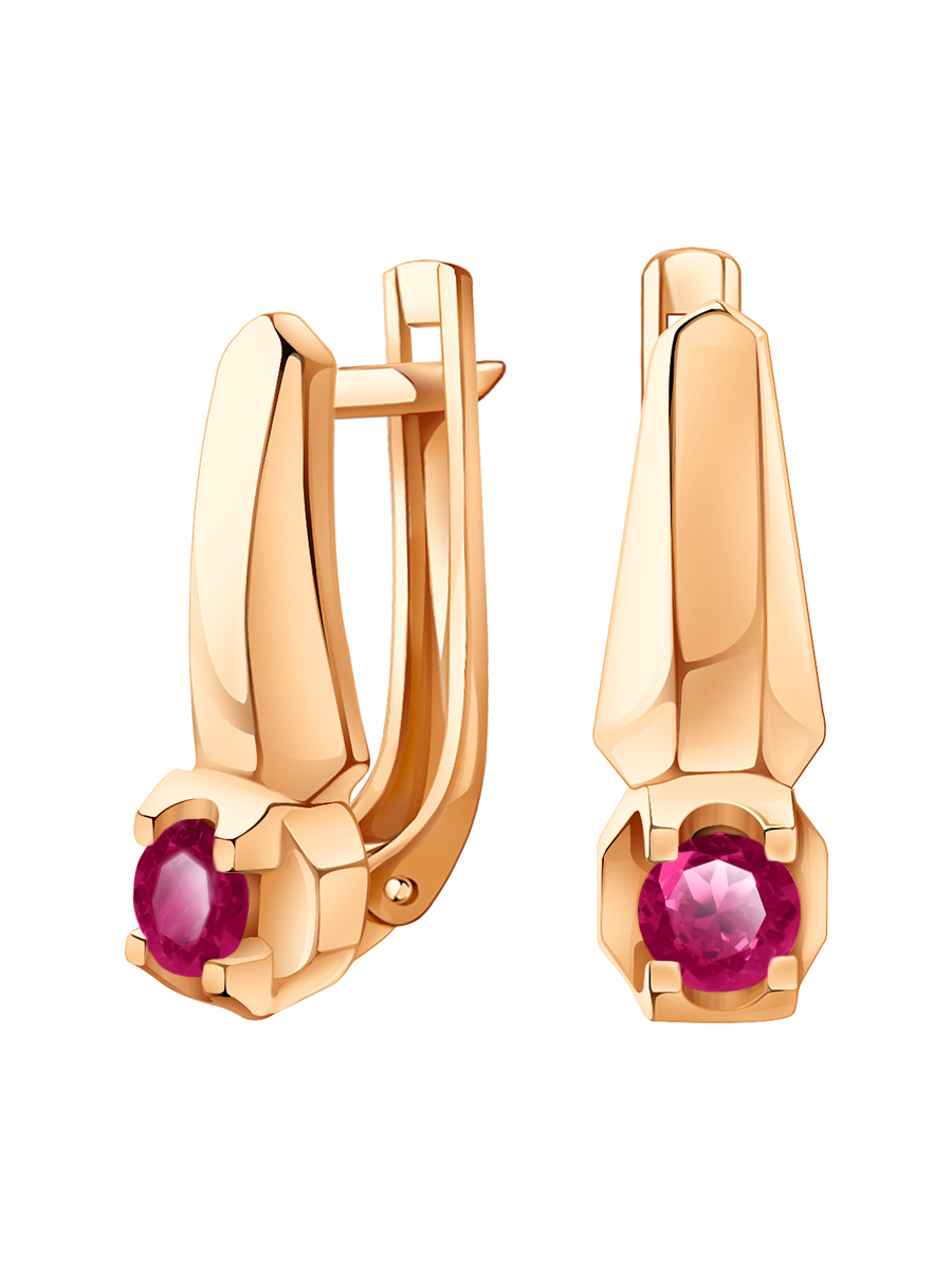 Серьги золотые 585 с рубинами  | 2101717-00030