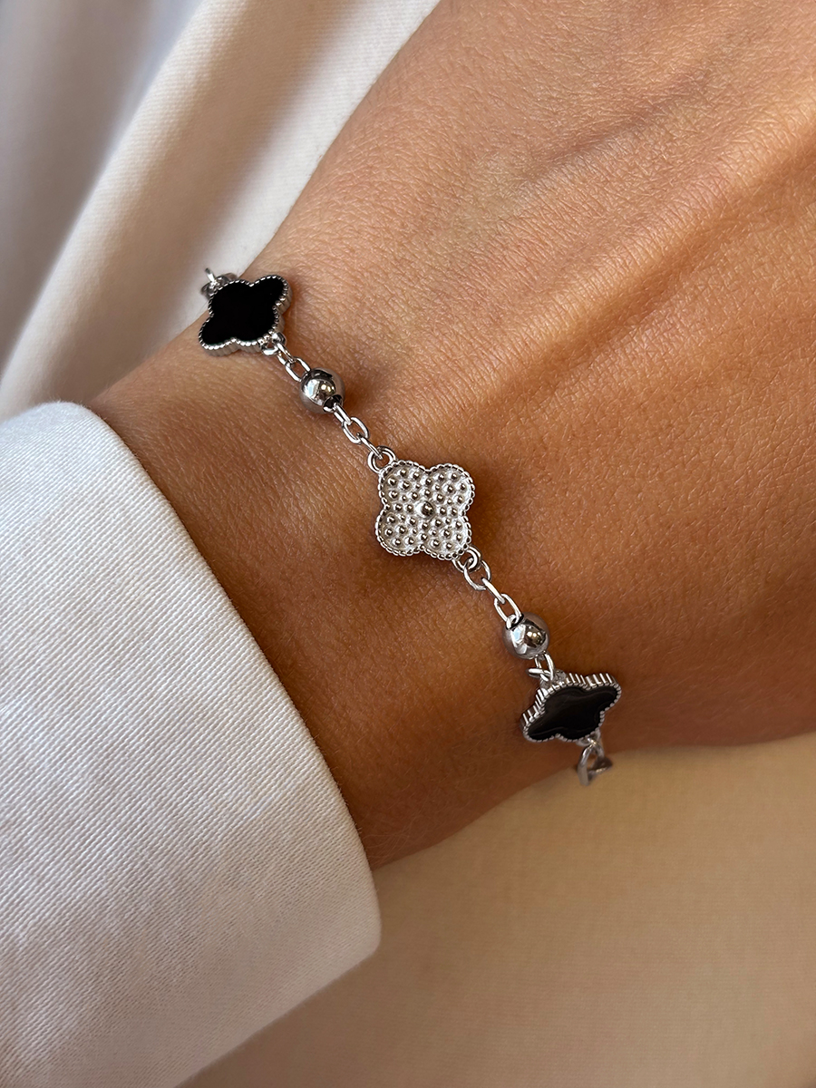 Браслет серебряный женский на руку 925 клевер без камней | 0720767-00875