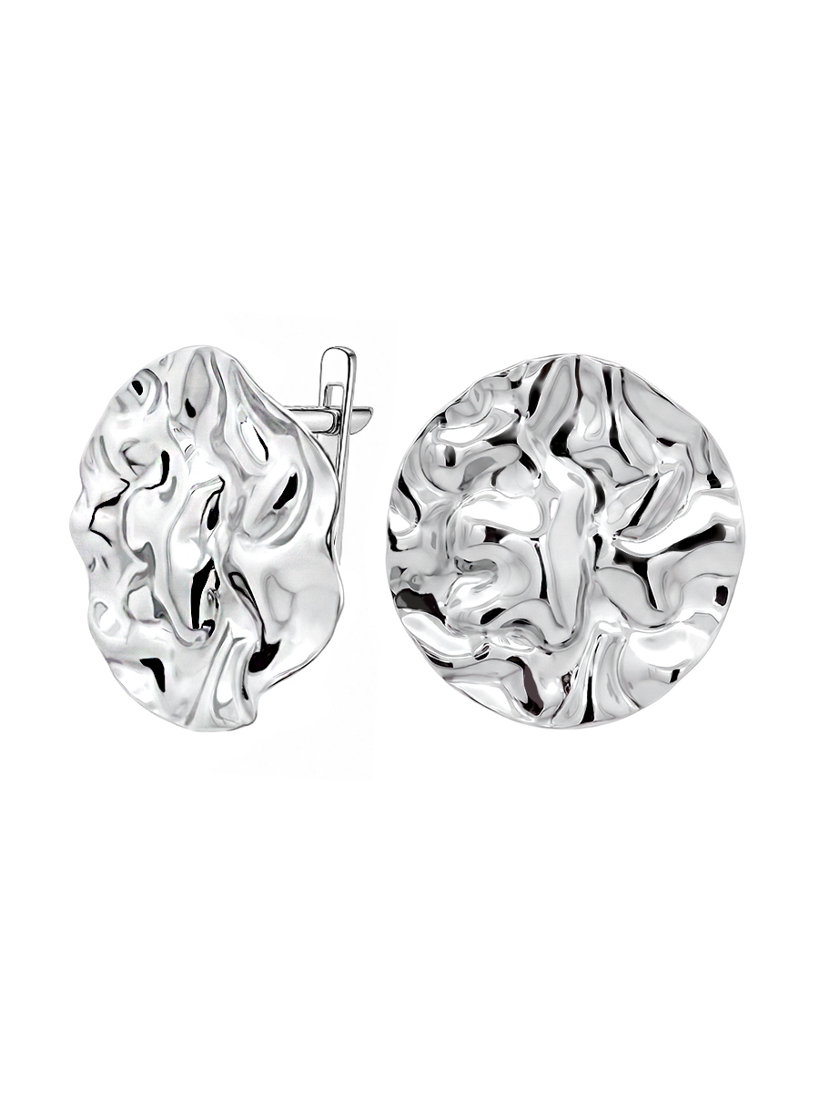 Серьги серебряные 925 мятый металл  | 2111807-00245