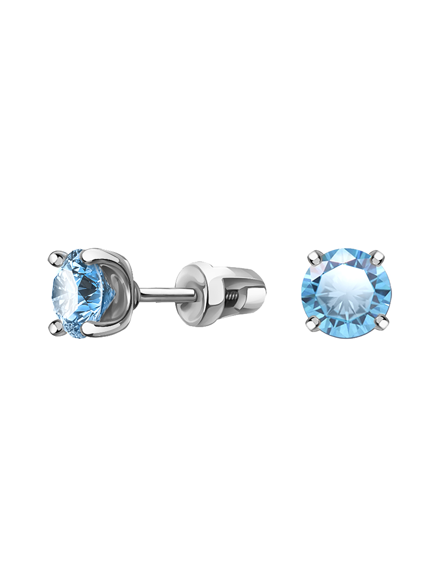 Серьги гвоздики из серебра 925 с топазами | 6001852-00705