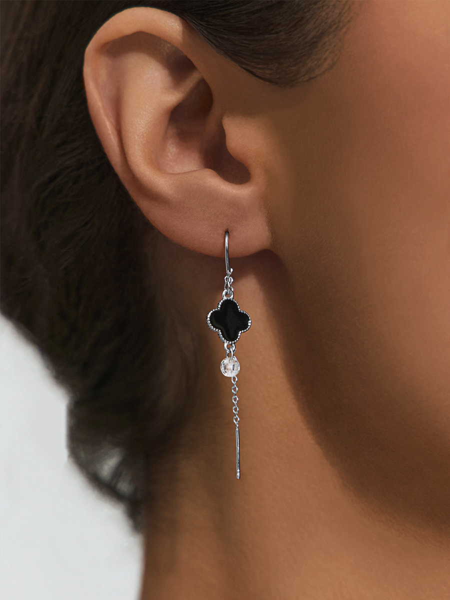 Серьги протяжки серебряные 925 с эмалью и фианитами  | 0222363-06015