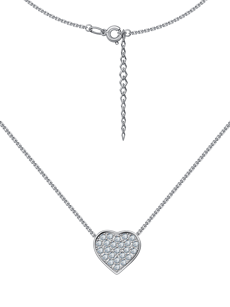 Колье сердце из серебра 925 с фианитами | 0320504-00775