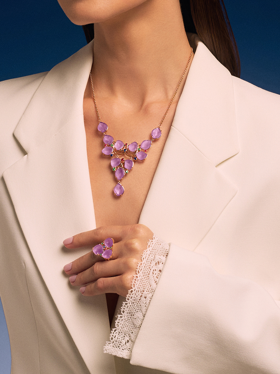 Кольцо золотое 585 с аметистами  | 9101251-05850