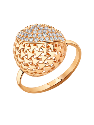 Кольцо золотое 585 с фианитами 