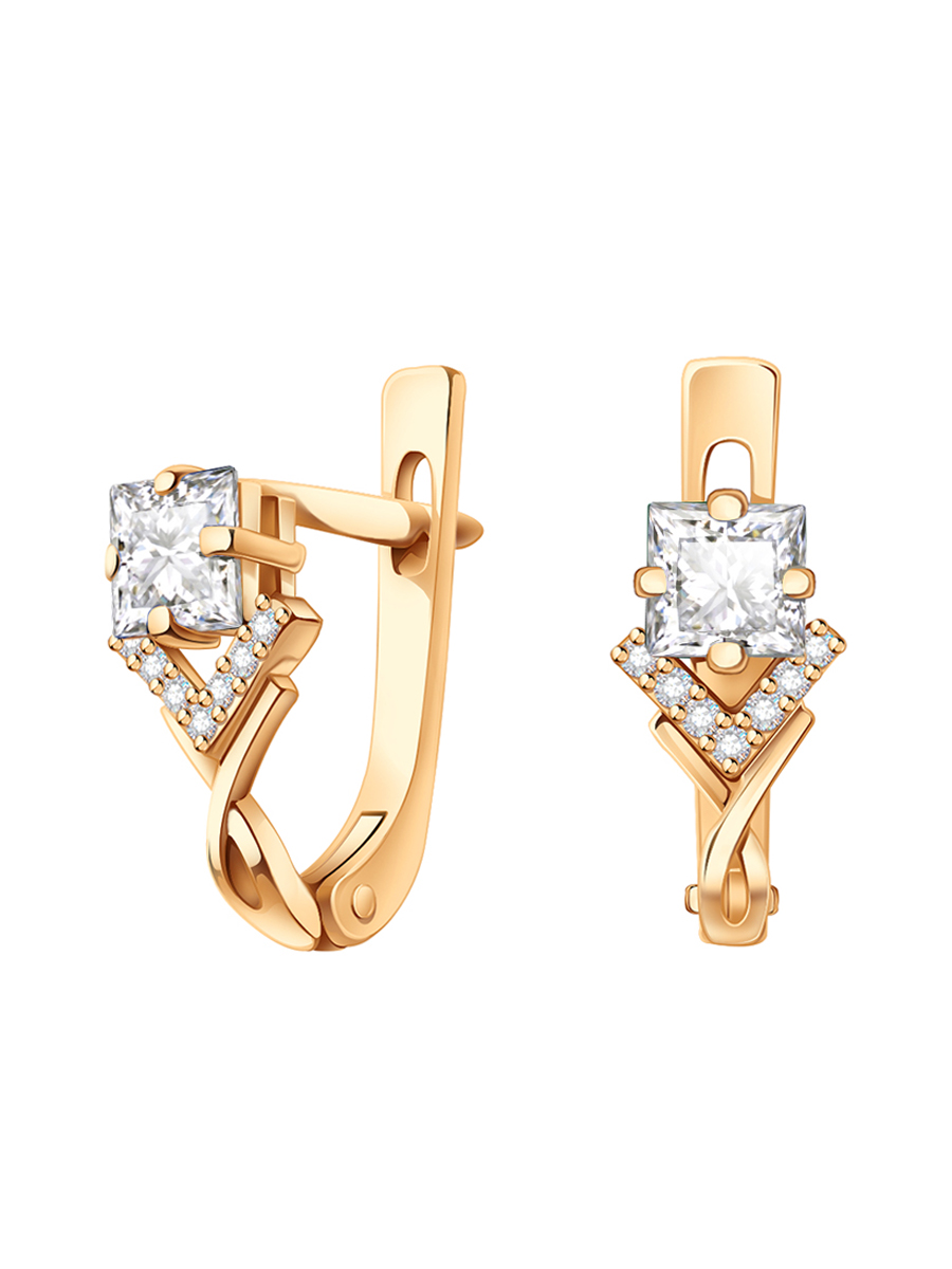 Серьги золотые 585 с камнями фианитами  | 0201297-00770