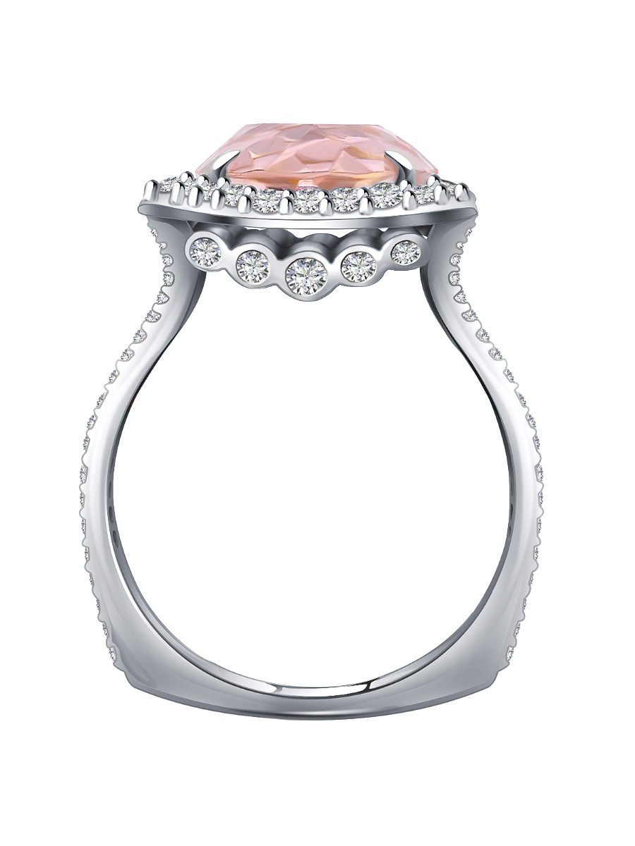 Кольцо из белого золота 585 с морганитом и бриллиантами  | 9101365-05082