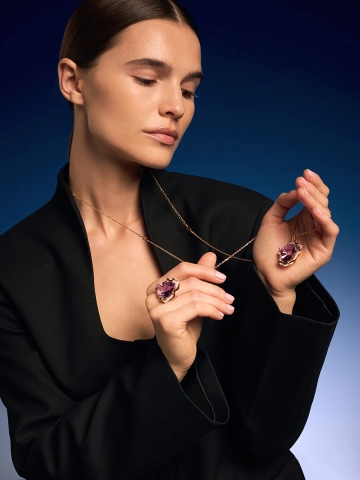 Подвеска золотая 585 с аметрином и бриллиантами