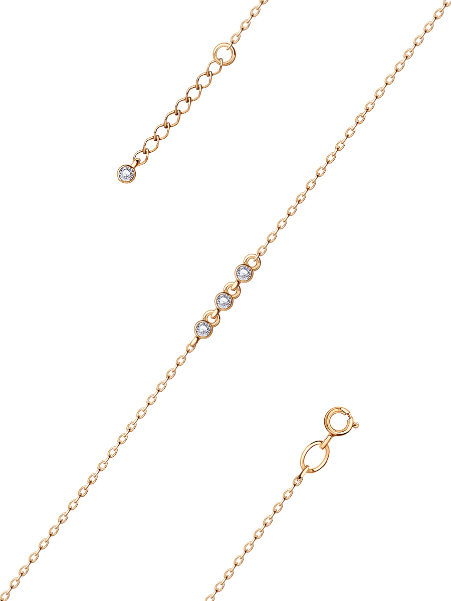 Браслет золотой 585 цепочка с фианитами | 0720598-00770