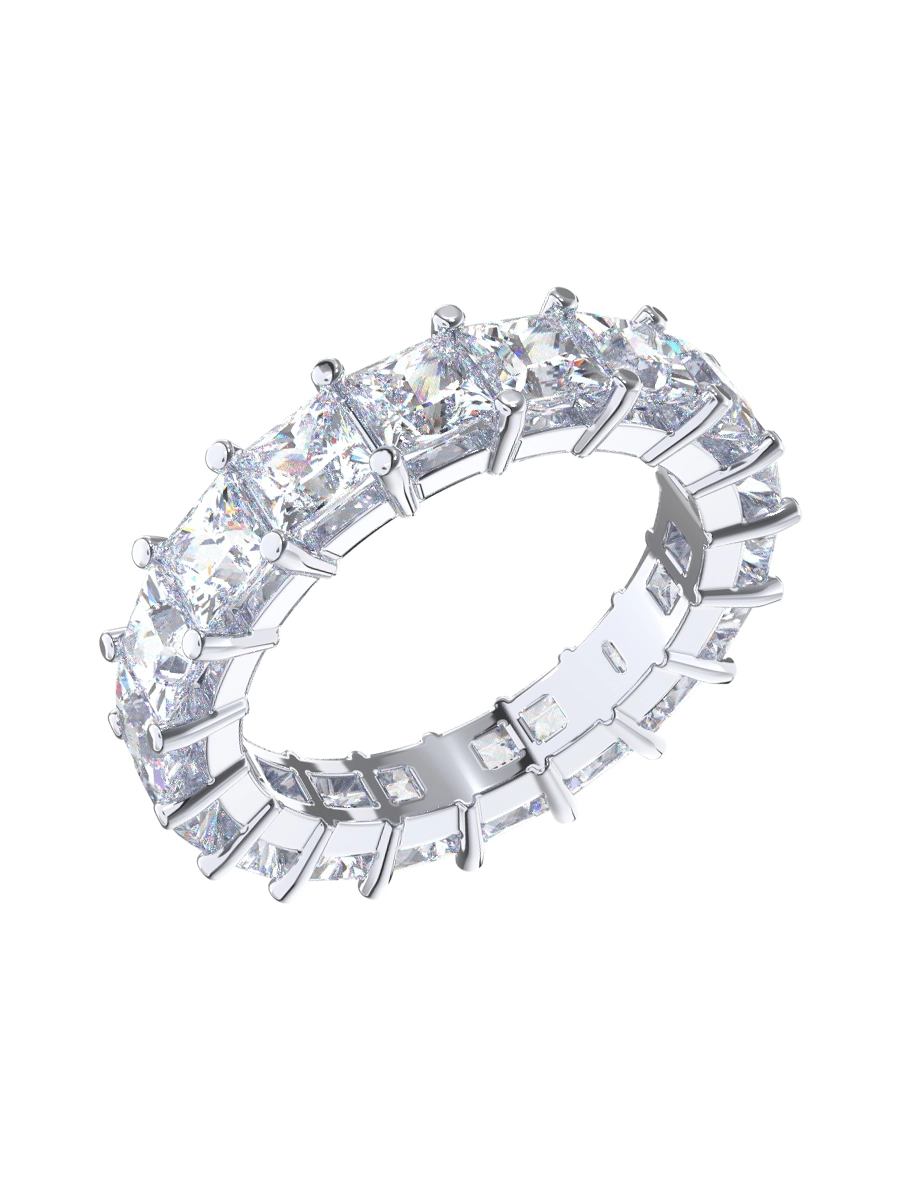 Кольцо дорожка из белого золота 585 с муассанитами | 9100879-05432