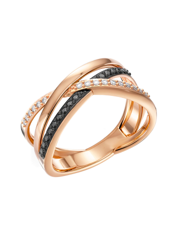 Кольцо золотое 585 с черными фианитами 