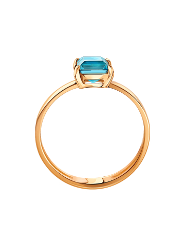 Кольцо золотое 585 с синим топазом 